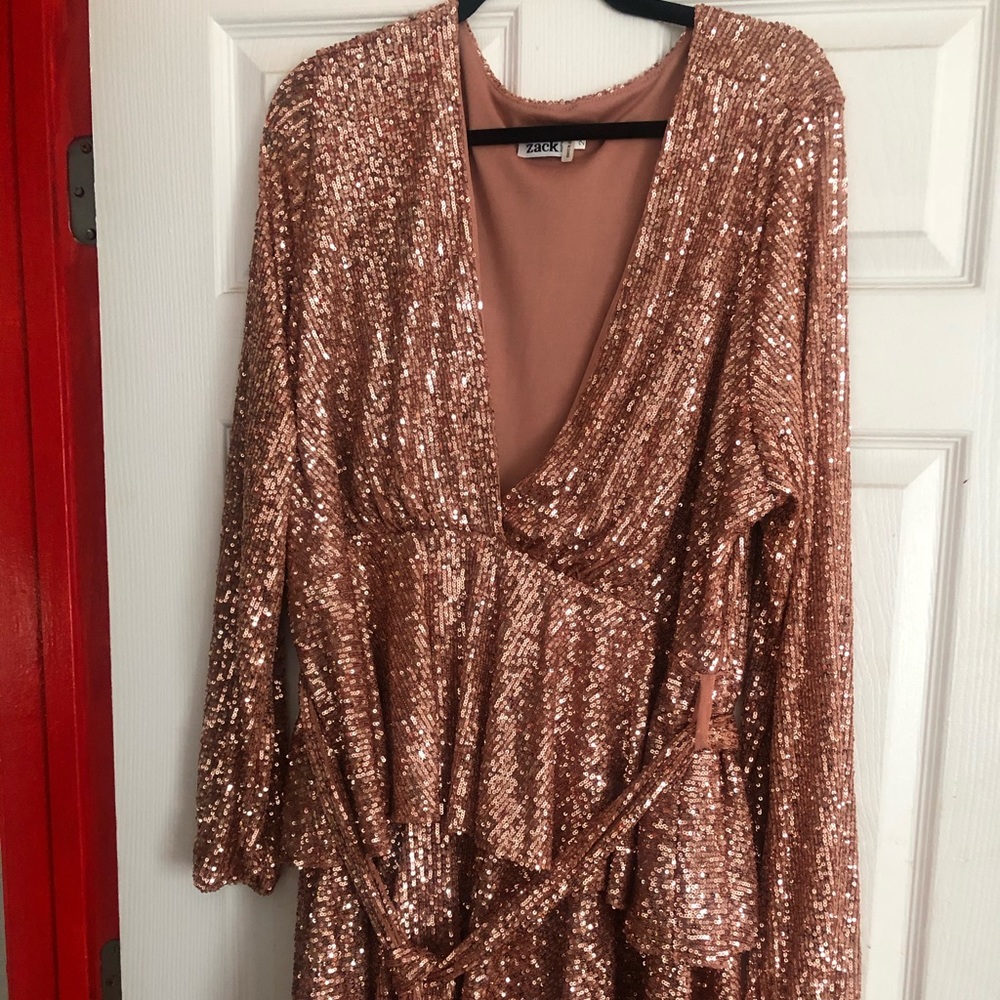 Asos curve sequin layered mini dress - Picture 4 of 7